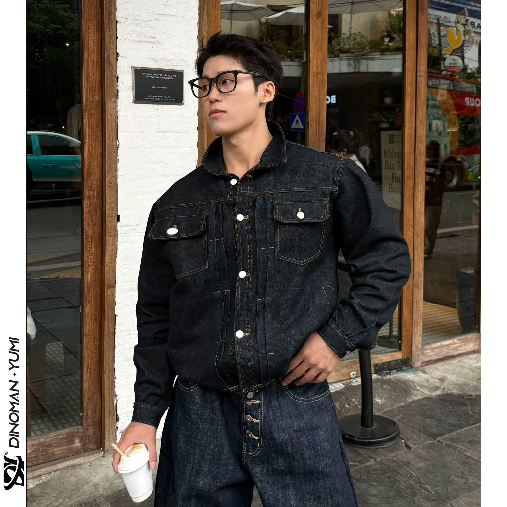 Áo Jean Xếp Ly DINOMAN Vải Jeans Wash Cao Cấp Form Đứng Trẻ Trung Bền Màu Phong Cách Mạnh Mẽ SM026 | BigBuy360 - bigbuy360.vn