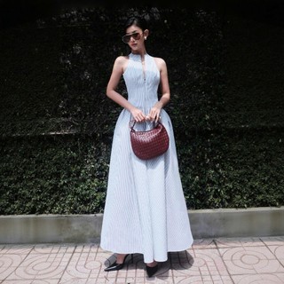 MIMI CLOTHING - đầm váy nữ cổ yếm khóa kéo v1 phối chân váy dài