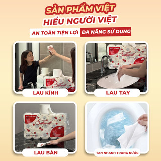 Giấy vệ sinh Silkwell Cherry đỏ cao cấp 3 lớp 15 cuộn Hàng chính hãng, giấy vệ sinh siêu dai cao cấp