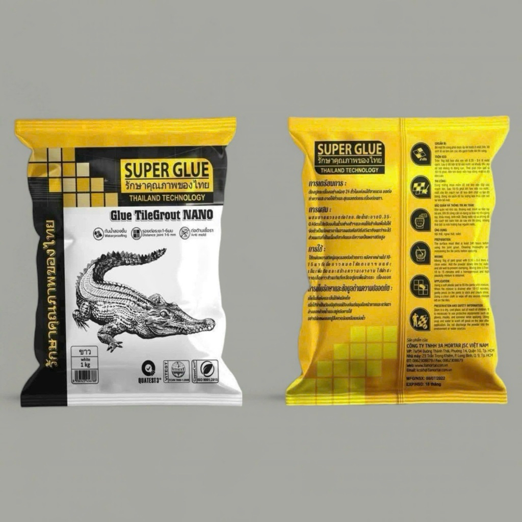 Keo Chà Ron SUPER GLUE Con Cá Sấu gói 1kg - Dùng trét ron gạch men