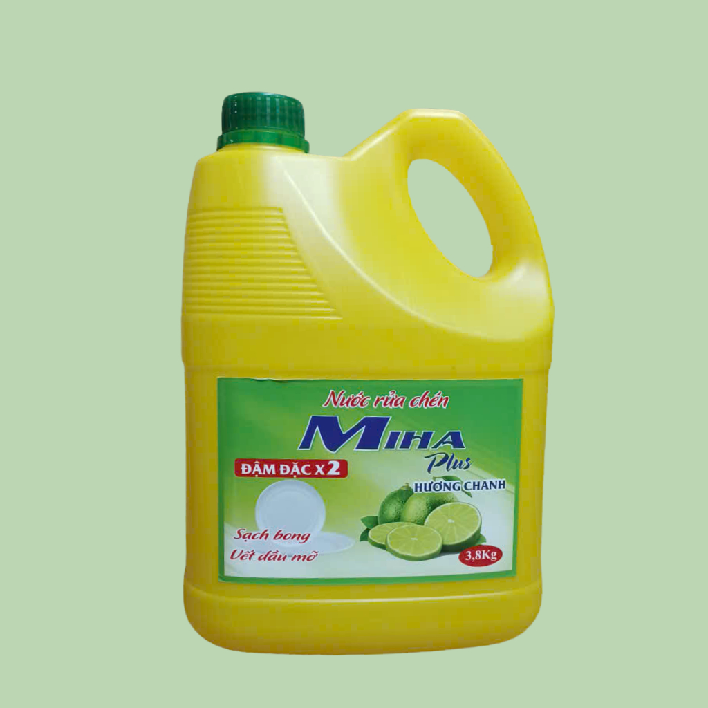 Nước Rửa Chén Miha Plus X2 Đậm Đặc 3.8kg – Sạch Dầu Mỡ, Không Nhờn, Tiết Kiệm