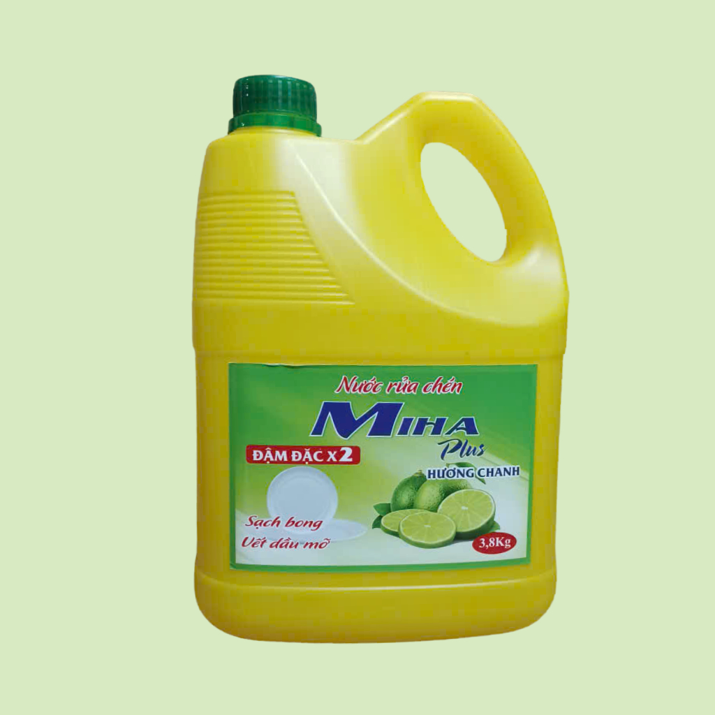 Nước Rửa Chén Miha Plus X2 Đậm Đặc 3.8kg – Sạch Dầu Mỡ, Không Nhờn, Tiết Kiệm