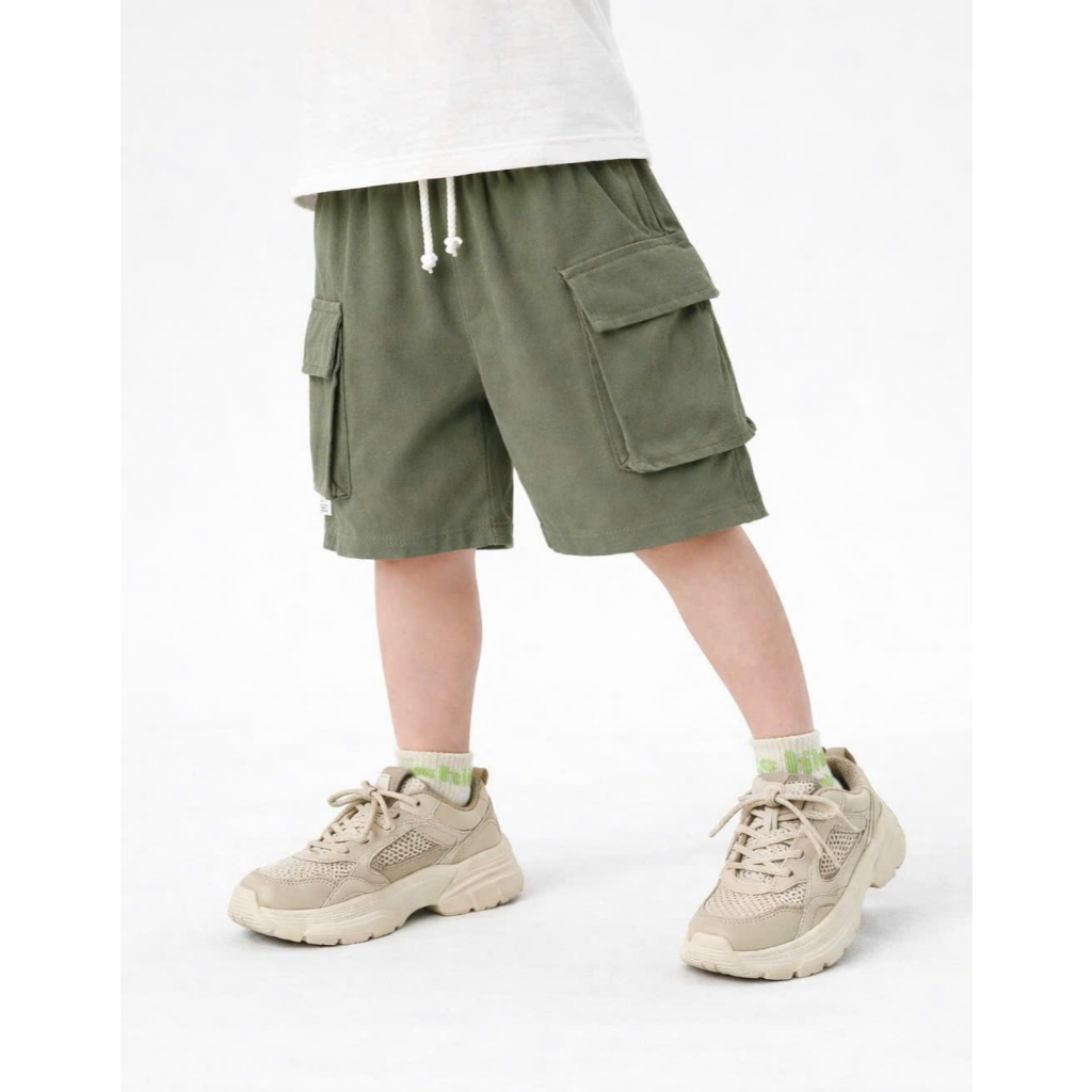 Quần short Bernie túi hộp, quần đùi cotton co giãn kiểu dáng basic cho bé trai 9-28kg