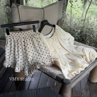 VMY Studio - Set quần áo bộ chấm bi vải mềm không nóng diện đi chơi, đi biển trẻ trung nữ