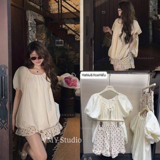 VMY Studio - Set quần áo bộ chấm bi vải mềm không nóng diện đi chơi, đi biển trẻ trung nữ