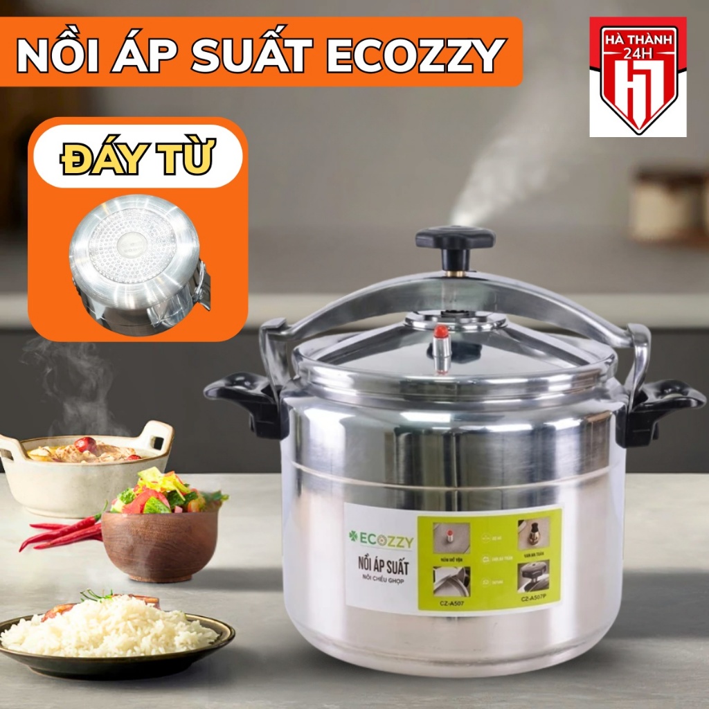Nồi áp suất bếp từ Ecozzy, nồi nấu bếp từ, bếp ga dung tích 5L-7L nấu hầm siêu nhanh, chống dính