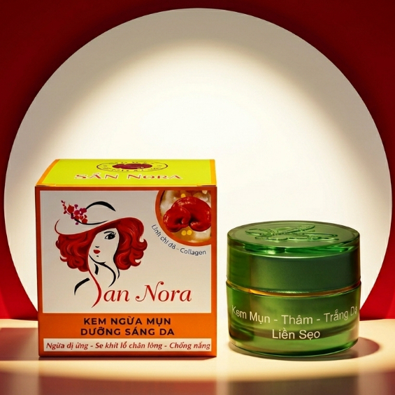 Kem San Nora (Xanh Lá-Cam) Linh Chi Đỏ Collagen Tái Tạo Da, Giảm Mụn, Mờ Thâm, Liền Sẹo