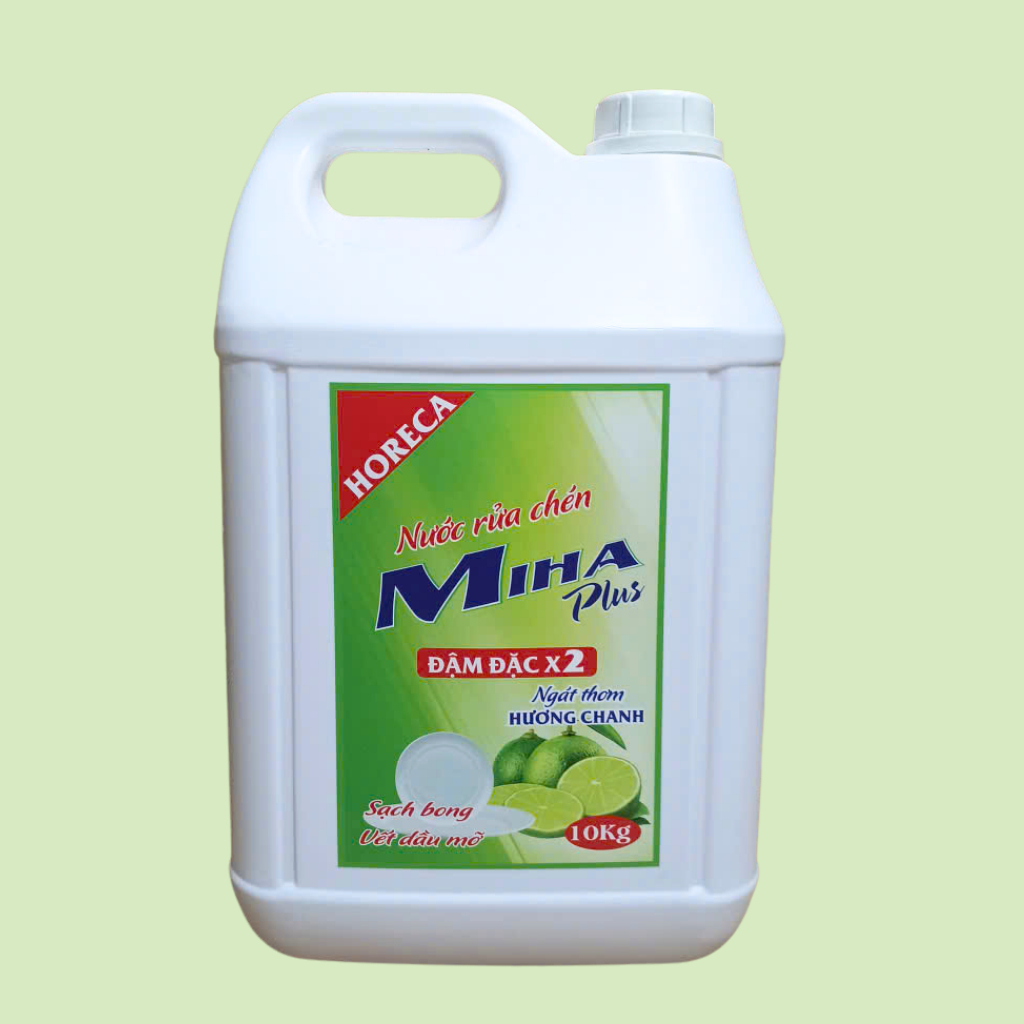 Nước Rửa Chén Miha Plus X2 Đậm Đặc 9,5kg – Sạch Dầu Mỡ, Không Nhờn, Can Lớn Tiết Kiệm