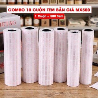 Combo 10 Cuộn Tem Giấy In Giá, Tem Giấy Dán Giá, Tem Ghi Giá Dành Cho Máy Bắn Giá MX500 - 1 Cuộn 500 Tem