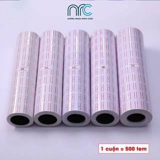 Combo 10 Cuộn Tem Giấy In Giá, Tem Giấy Dán Giá, Tem Ghi Giá Dành Cho Máy Bắn Giá MX500 - 1 Cuộn 500 Tem