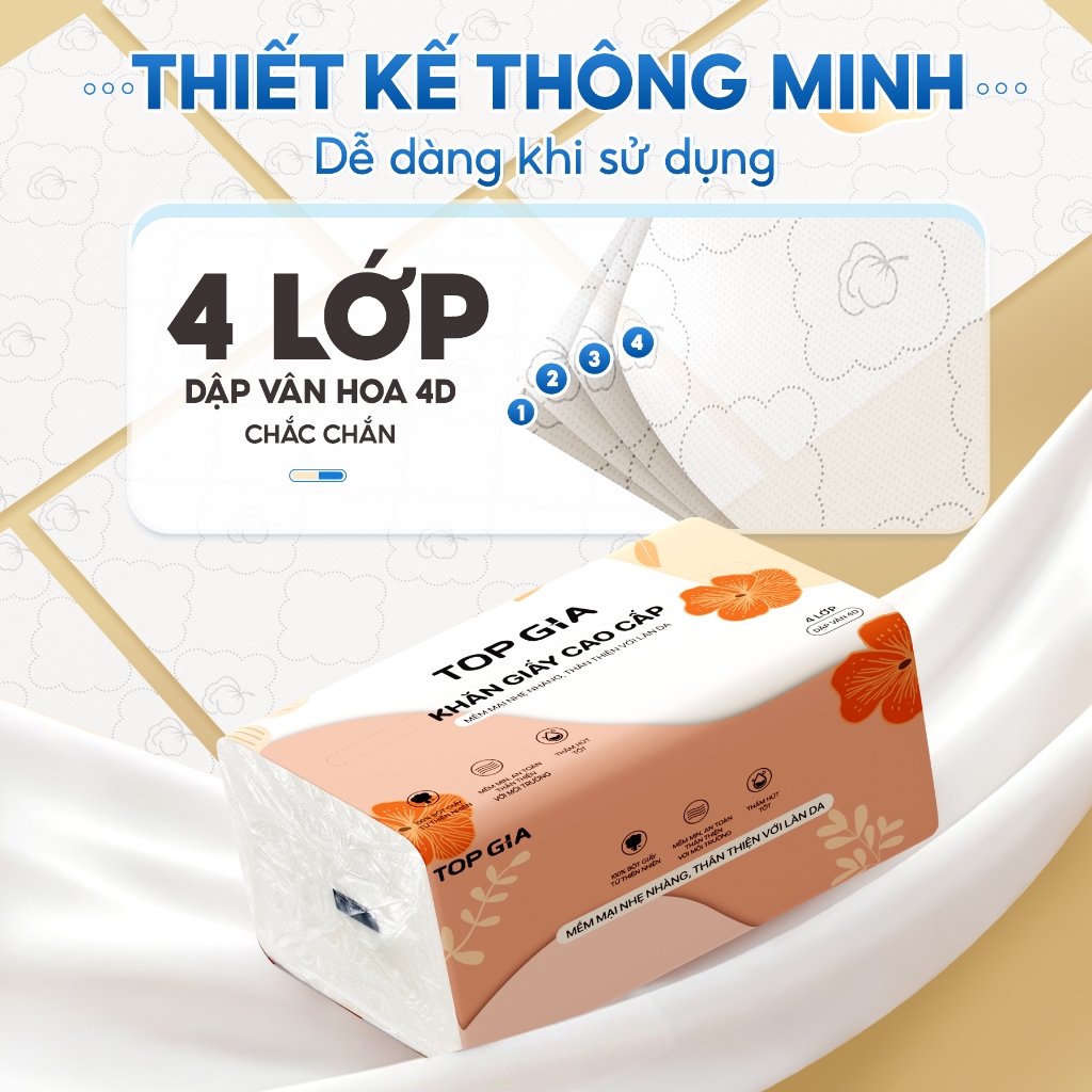 (Mua 1 Tặng 1) Tặng bình giữ nhiệt 500ml, thùng 20g giấy ăn sắc hạ Topgia đanh dai mềm mịn 240 tờ