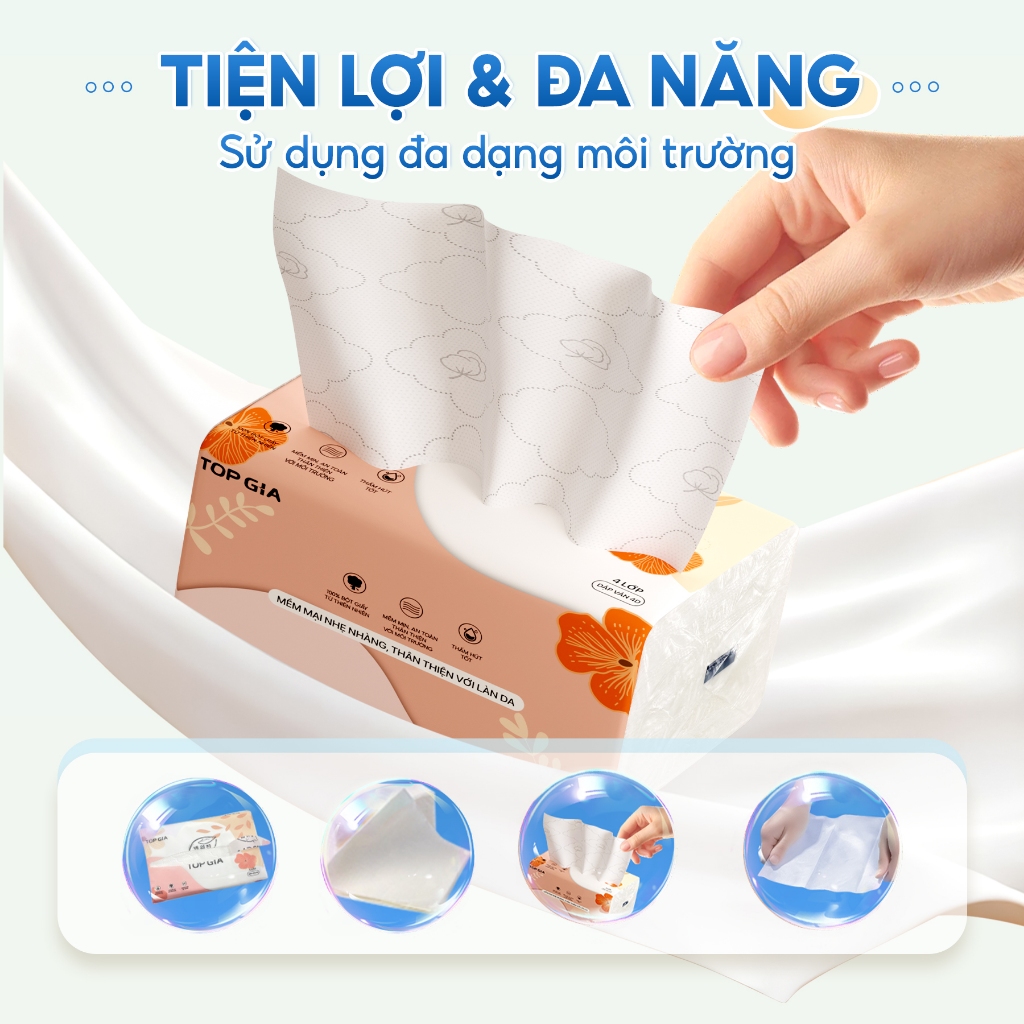 (Mua 1 Tặng 1) Tặng bình giữ nhiệt 500ml, thùng 20g giấy ăn sắc hạ Topgia đanh dai mềm mịn 240 tờ