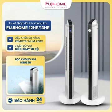 Quạt tháp không cánh đối lưu FUJIHOME Nhập Khẩu, quạt điện cây đứng lọc không khí điều khiển từ xa 3 chế độ gió