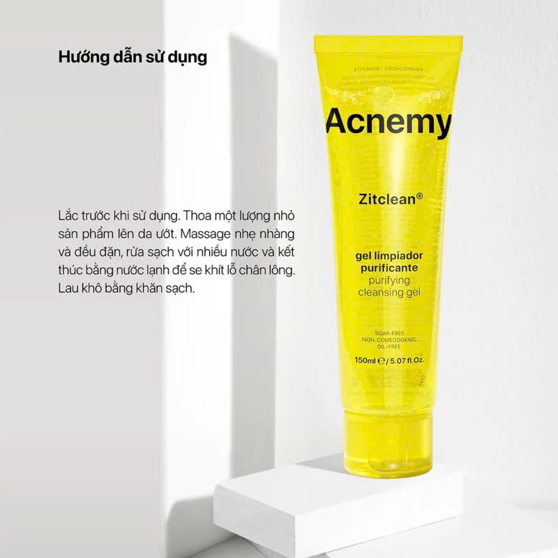 Gel Rửa Mặt Làm Sạch Cho Da Dầu Mụn Acnemy Zitclean Purifying Cleansing Gel 150ml - Skin Studio