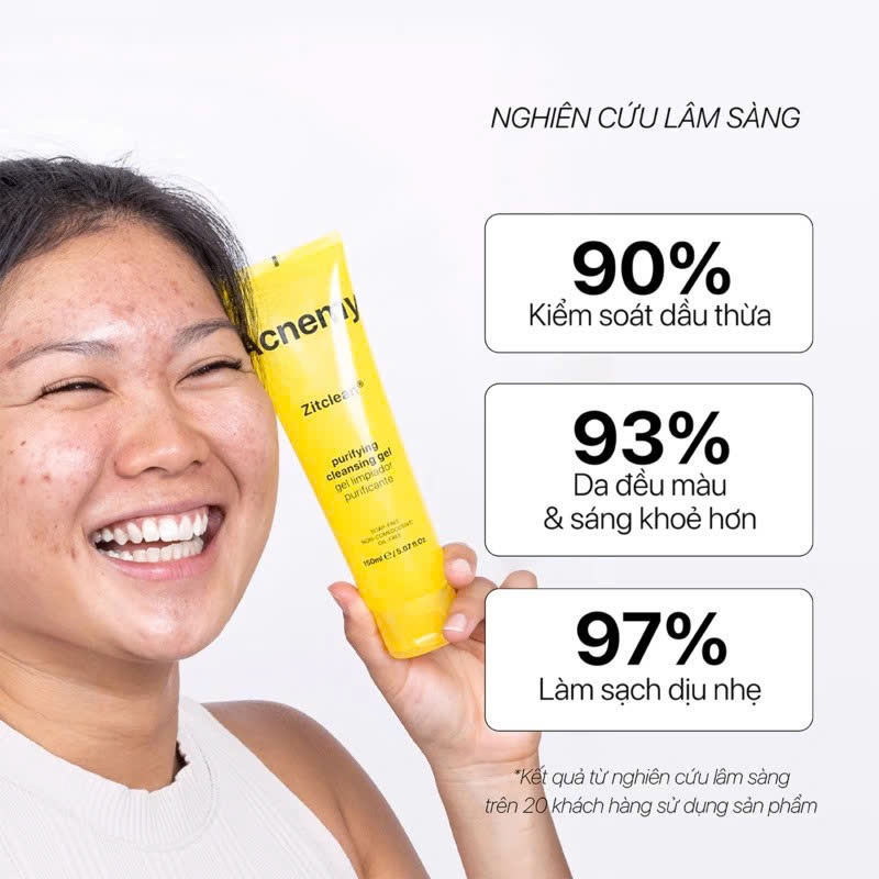 Gel Rửa Mặt Làm Sạch Cho Da Dầu Mụn Acnemy Zitclean Purifying Cleansing Gel 150ml - Skin Studio