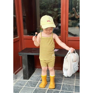 Bộ Cộc Hai Dây, Bộ Mặc Nhà Bé Gái Obebi Họa Tiết Kẻ Mùa Hè 8-22KG BC340