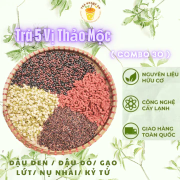 Combo 30 gói Trà 5 Vị Thảo Mộc Gạo Lứt , Trà Thảo Mộc Dưỡng Nhan Đẹp Da, Chống Lão Hóa, An Thần Dễ Ngủ