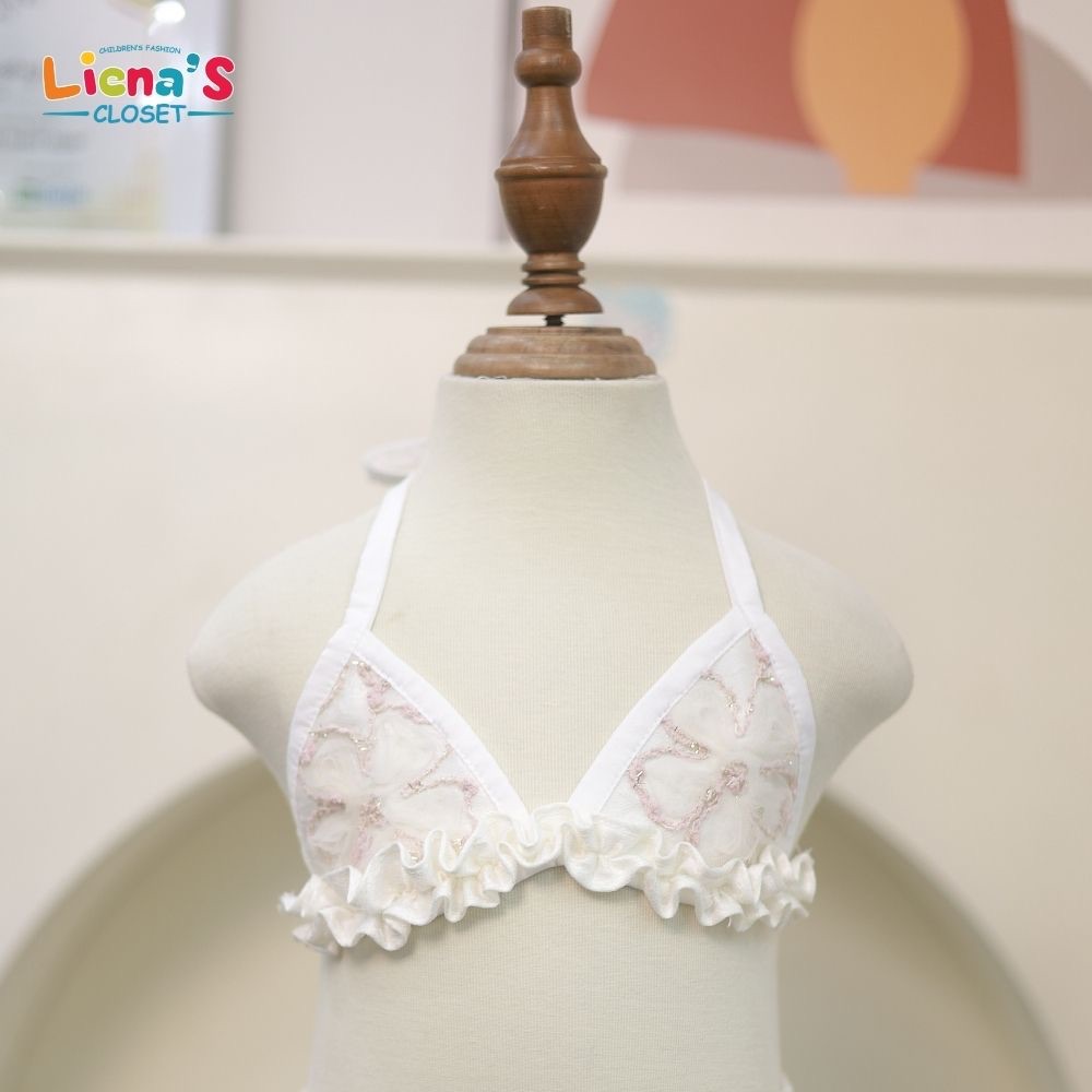 Đồ Bơi Bé Gái 2 Mảnh Bikini Họa Tiết Hoa Thêu Nổi Điệu Đà Cho Bé Đi Biển Liena's Closet
