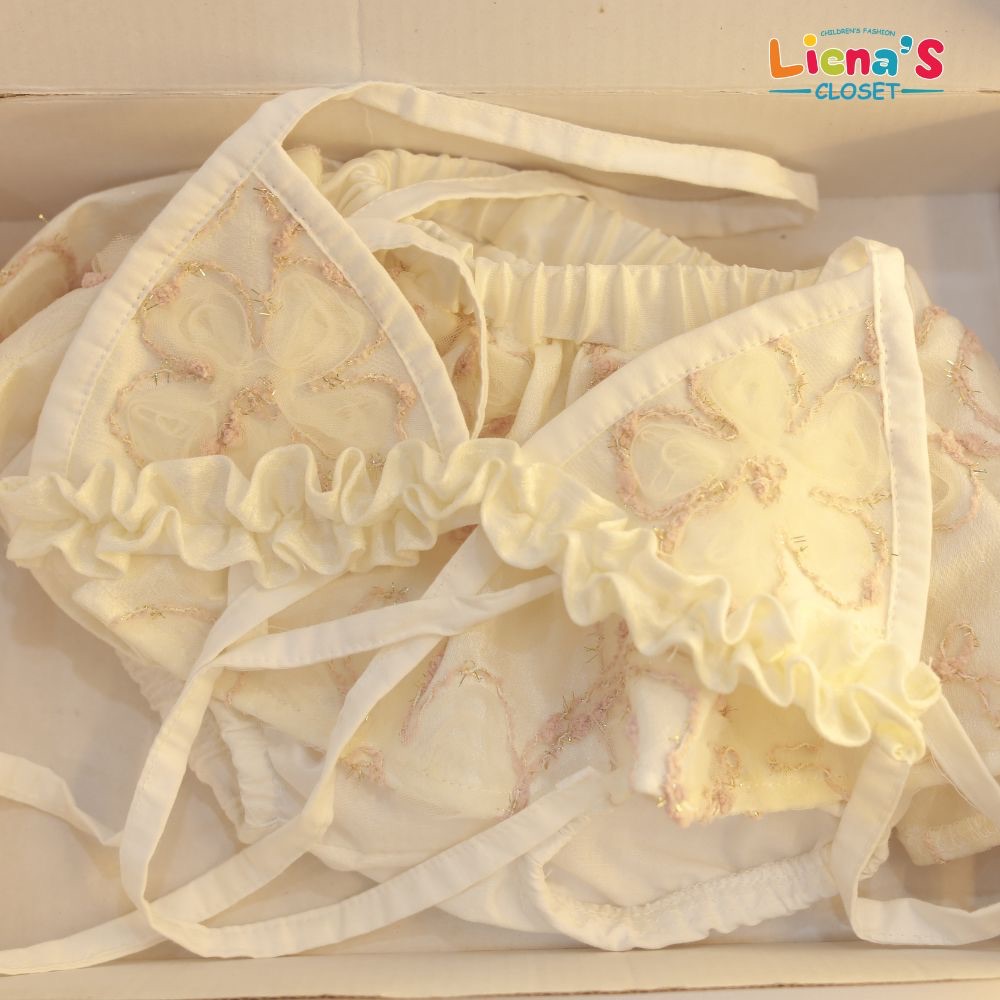 Đồ Bơi Bé Gái 2 Mảnh Bikini Họa Tiết Hoa Thêu Nổi Điệu Đà Cho Bé Đi Biển Liena's Closet