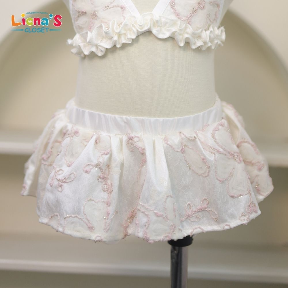 Đồ Bơi Bé Gái 2 Mảnh Bikini Họa Tiết Hoa Thêu Nổi Điệu Đà Cho Bé Đi Biển Liena's Closet