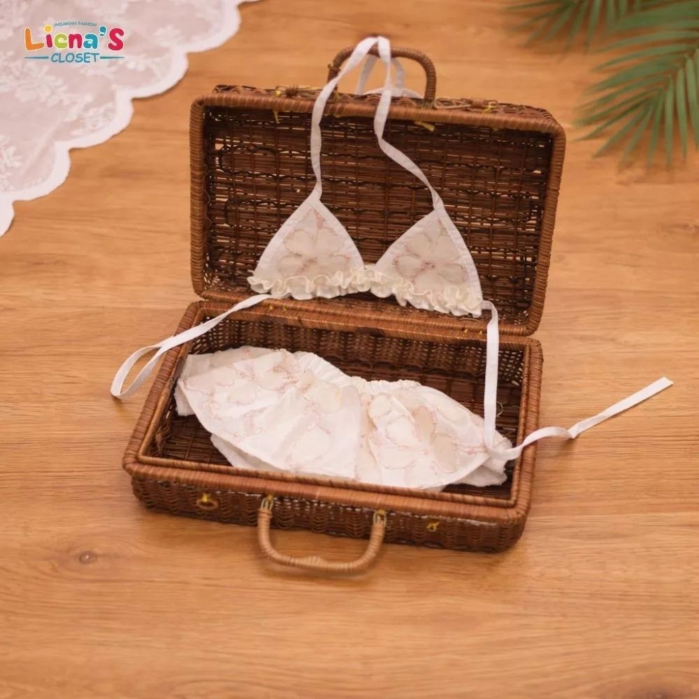 Đồ Bơi Bé Gái 2 Mảnh Bikini Họa Tiết Hoa Thêu Nổi Điệu Đà Cho Bé Đi Biển Liena's Closet