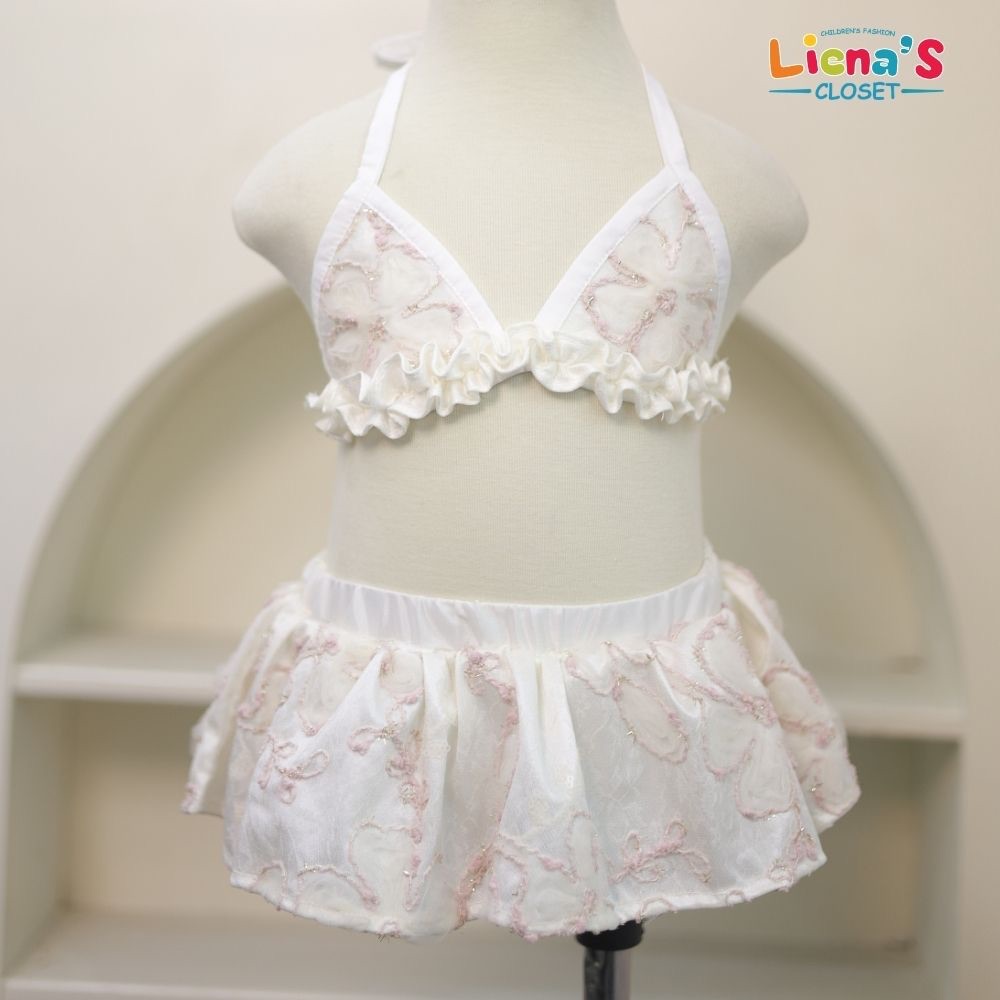Đồ Bơi Bé Gái 2 Mảnh Bikini Họa Tiết Hoa Thêu Nổi Điệu Đà Cho Bé Đi Biển Liena's Closet