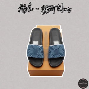 ⚡️[Hight Quality] Dép Quai Ngang \/ Nam Nữ Blue Canvas Full Box - Điểm Nhấn Dập Nổi Chữ Phối Màu Cao Cấp Loại 1