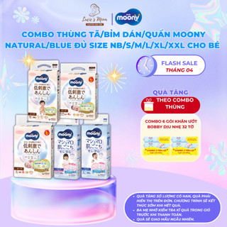 [BÁN THÙNG] Tã/Bỉm Dán/Quần Moony Dịu Nhẹ/ Blue - Sợi Bông Organic Siêu Mềm Thoáng - Lucie's Mom