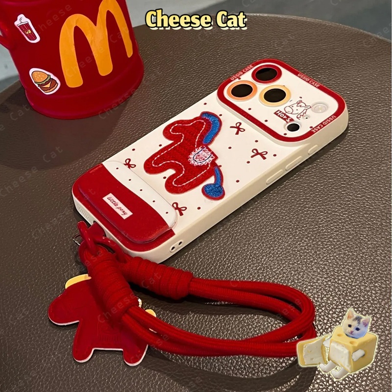 Ốp lưng iPhone thêu ngựa may mắn năm mới cho iPhone 13 12 11 14 15 16 17 Pro Max Plus 17 Air 7 8 Plus SE Xs Max XR