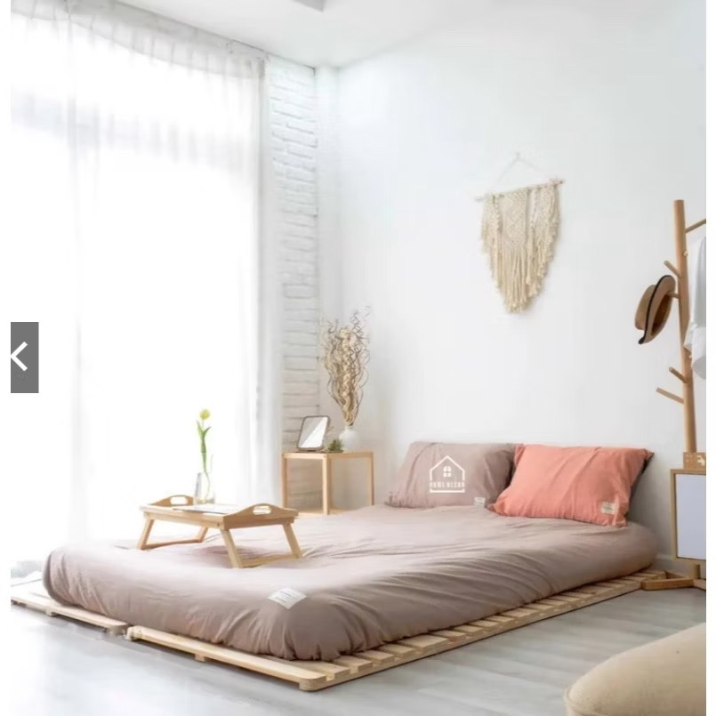 Giường pallet gấp gọn gỗ thông , giường gấp gọn cho homestay , gường ngủ homdecor