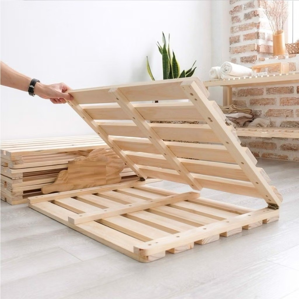 Giường pallet gấp gọn gỗ thông , giường gấp gọn cho homestay , gường ngủ homdecor