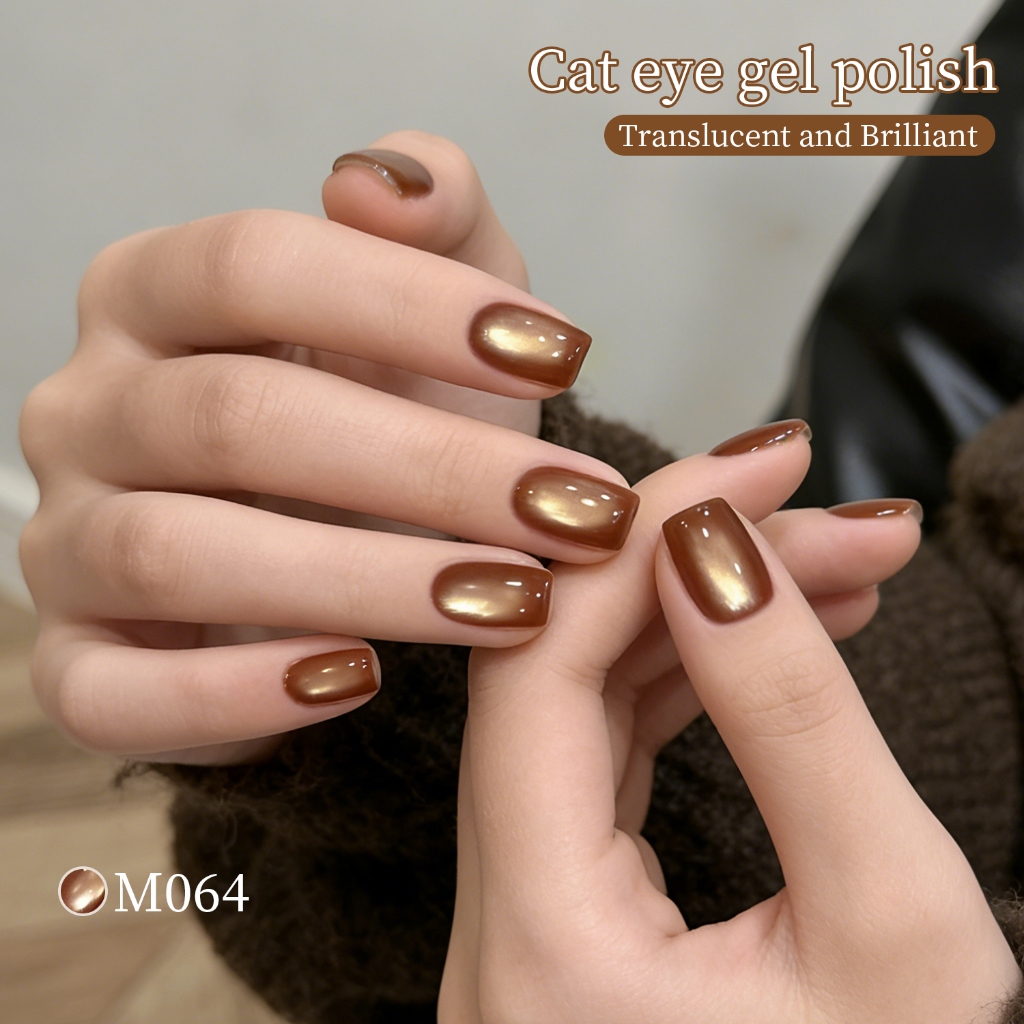 XEIJAYI 10ml - Sơn móng tay dạng gel màu nâu vàng caramel ánh mắt mèo, thích hợp sử dụng tại salon và nhà.