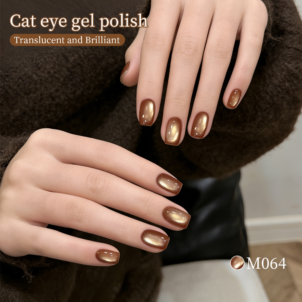 XEIJAYI 10ml - Sơn móng tay dạng gel màu nâu vàng caramel ánh mắt mèo, thích hợp sử dụng tại salon và nhà.