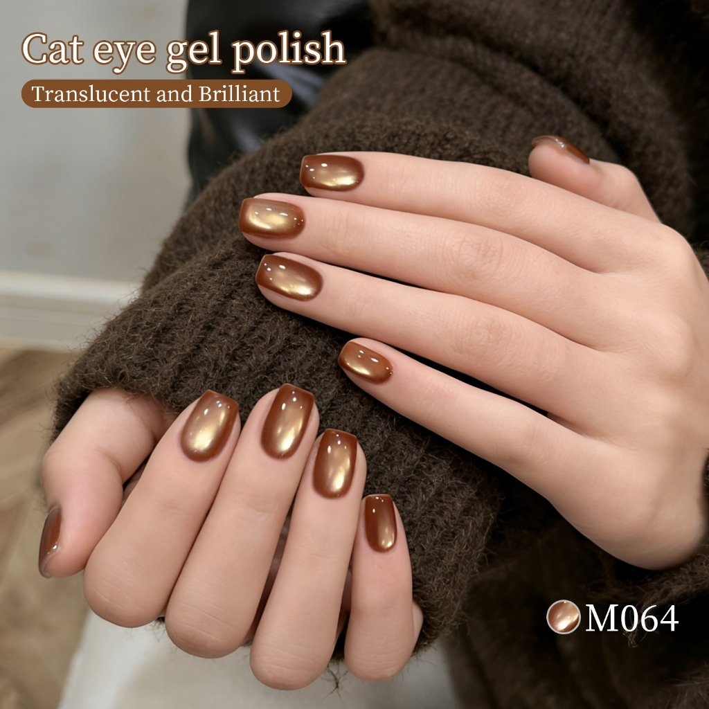 XEIJAYI 10ml - Sơn móng tay dạng gel màu nâu vàng caramel ánh mắt mèo, thích hợp sử dụng tại salon và nhà.