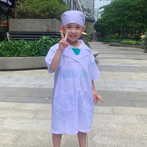 Áo Bác Sĩ Cho Bé Ngắn Tay – Trang Phục Blouse Hóa Trang Nghề Nghiệp Size 17-37kg