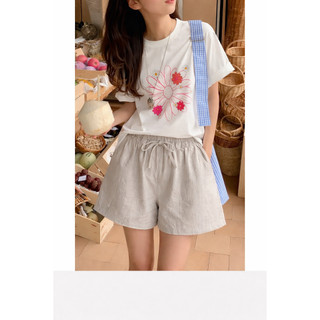 Quần Đùi Nữ Cotton Cạp Cao Form Rộng Thoáng Mát, Quần Đùi Nữ Lanh Dây Rút Basic Dễ Phối Tôn Dáng