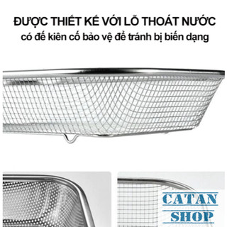 Rổ Inox Hình Oval Cao Cấp Rổ Rửa Trái Cây Rau Củ Quả Ráo Nước Khay Đựng Đồ Chiên Ráo Dầu Tiện Lợi