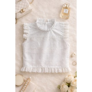 🔥 Áo Ren Trắng Bé Gái Cao Cấp Crop Top Layered Hàn Quốc | Blouse Ren Thật Thoáng Mát Mùa Hè - Chỉ 199k (Giá sốc 7 ngày)