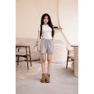 Quần Đùi Nữ Cotton Cạp Cao Form Rộng Thoáng Mát, Quần Đùi Nữ Lanh Dây Rút Basic Dễ Phối Tôn Dáng