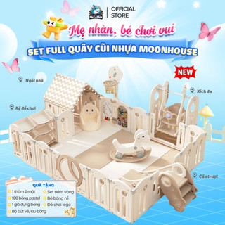 Bộ Quây Cũi Nhựa Full PAKEY Moon House Đa Dạng Trò Chơi Thú Vị Cho Bé, Quây Nhựa Dày Dặn Bảo Hành 1 Năm