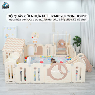 Bộ Quây Cũi Nhựa Full PAKEY Moon House Đa Dạng Trò Chơi Thú Vị Cho Bé, Quây Nhựa Dày Dặn Bảo Hành 1 Năm