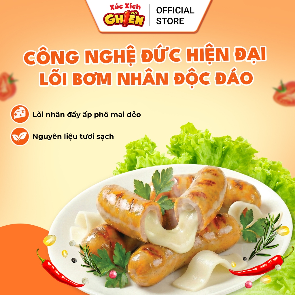 Xúc Xích Ức Gà Lõi Nhân Phô Mai Dẻo S2 Vietinter Foods (Gói 500g)