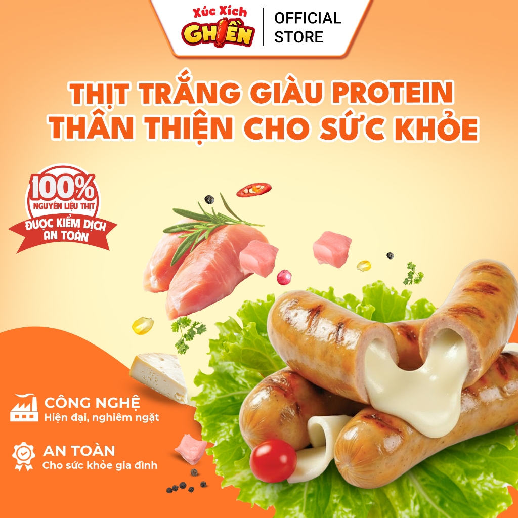 Xúc Xích Ức Gà Lõi Nhân Phô Mai Dẻo S2 Vietinter Foods (Gói 500g)