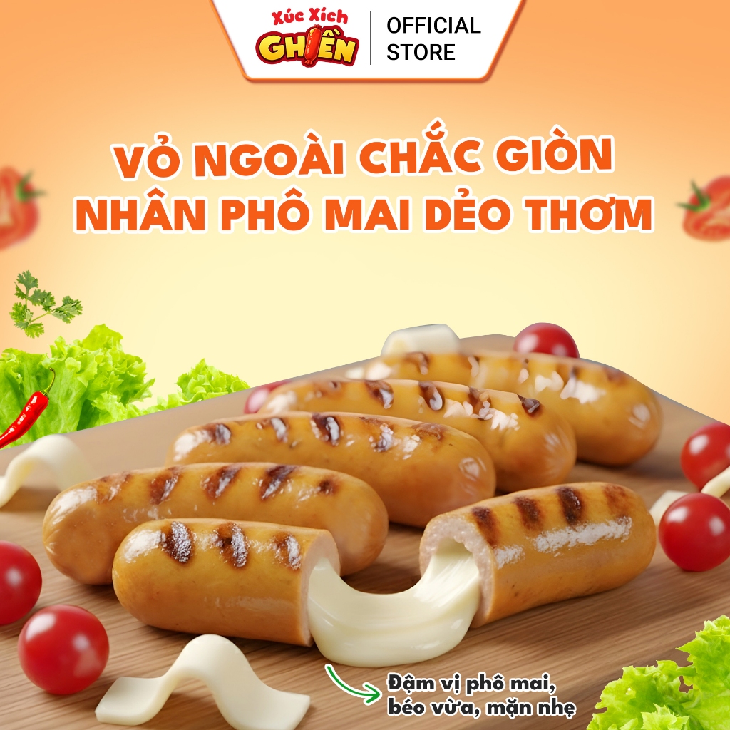 Xúc Xích Ức Gà Lõi Nhân Phô Mai Dẻo S2 Vietinter Foods (Gói 500g)