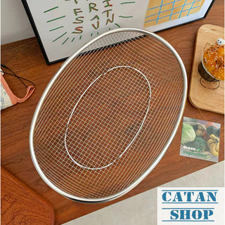 Rổ Inox Hình Oval Cao Cấp Rổ Rửa Trái Cây Rau Củ Quả Ráo Nước Khay Đựng Đồ Chiên Ráo Dầu Tiện Lợi