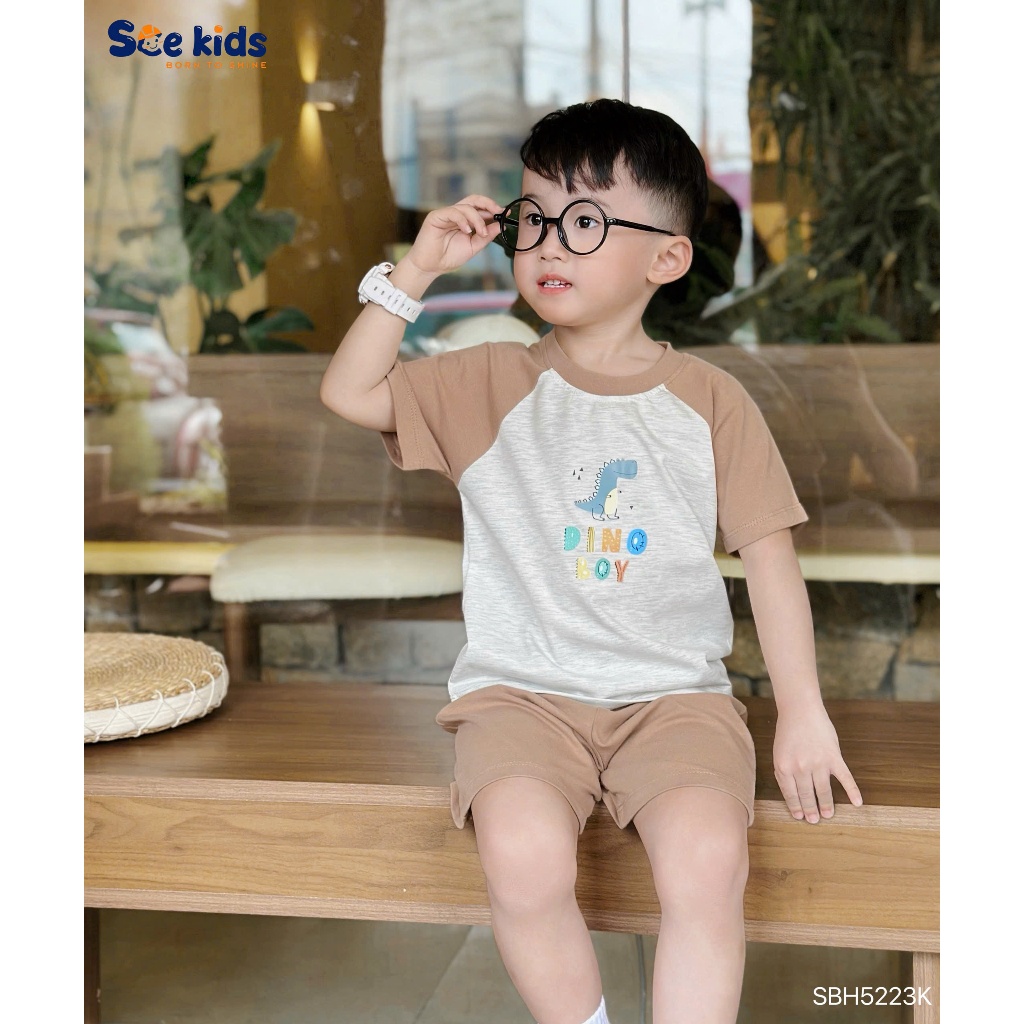 (Nhiều mẫu) Bộ cotton hoạ tiết cho bé, bộ thun basic cổ tròn bé trai cá tính
