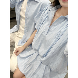 (S - 85) Set đồ đôi nam nữ couple set gió nhăn bí bồng 2 lớp và áo sơmi nam tay cộc, đồ đôi mặc cùng người yêu