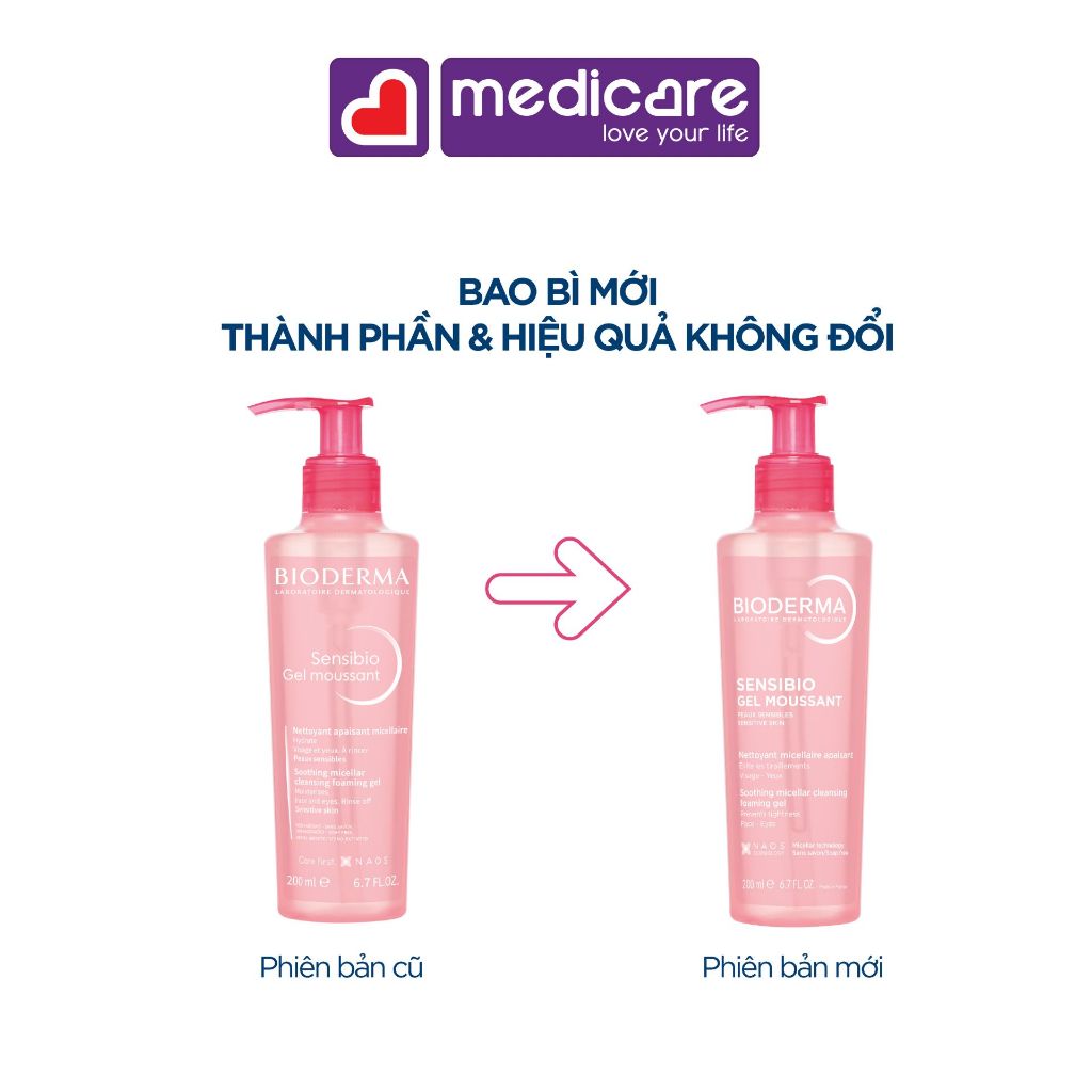 Gel rửa mặt Bioderma tạo bọt sensibio dành cho da nhạy cảm 200ml