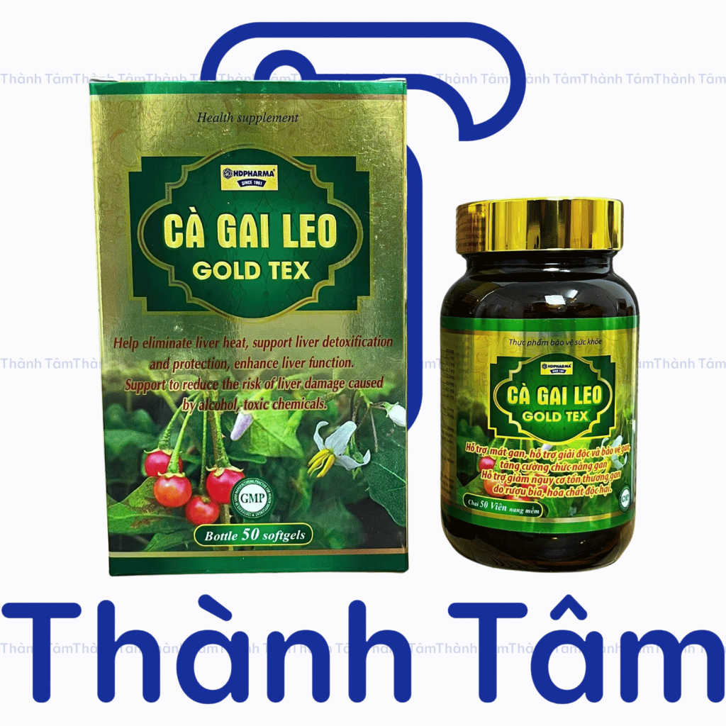 Bổ gan Cà Gai Leo GOLDTEX hỗ trợ giải độc gan,làm mát gan, hạ men gan, tăng cường chức năng gan - Hộp 50 viên
