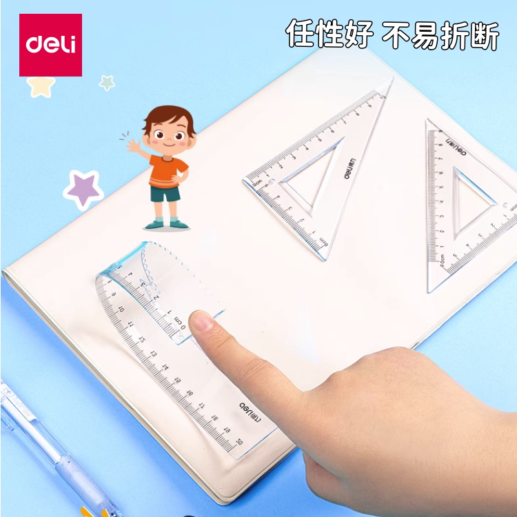 Bộ Thước Kẻ Eke 4 Món Cho Bé – Nhựa PVC Mềm, Dẻo Không Gãy, Rơi Không Vỡ, Thiết Kế Trong Suốt, An Toàn & Chính Xác